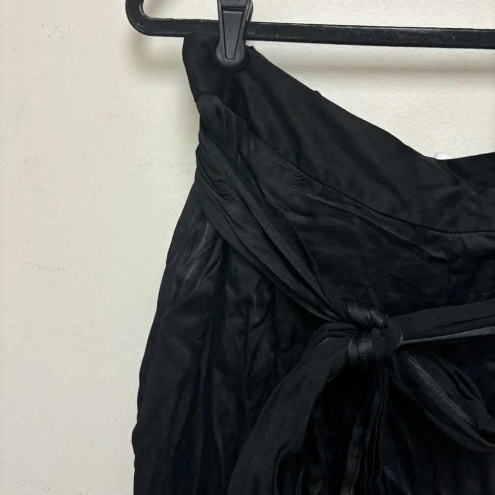 Anthropologie Ett Twa Black Satin Tie-Waist Pants